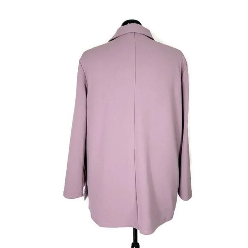 ASOS Curve Blazer Size 16 Purple Shade Faux Pockets Oversized Stretchy Long New